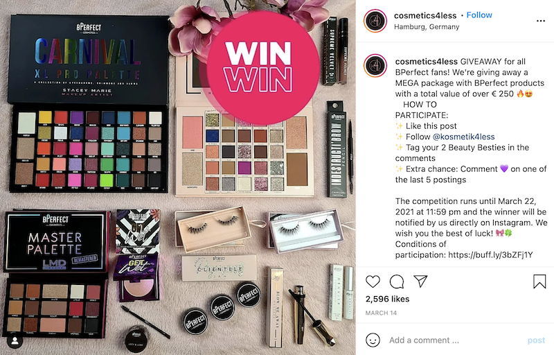 Cosmetics4Less Instagram giveaway