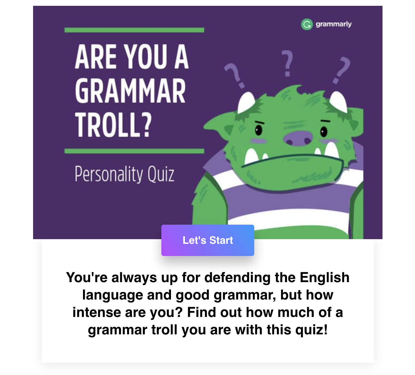 Grammarly Grammar Troll Quiz