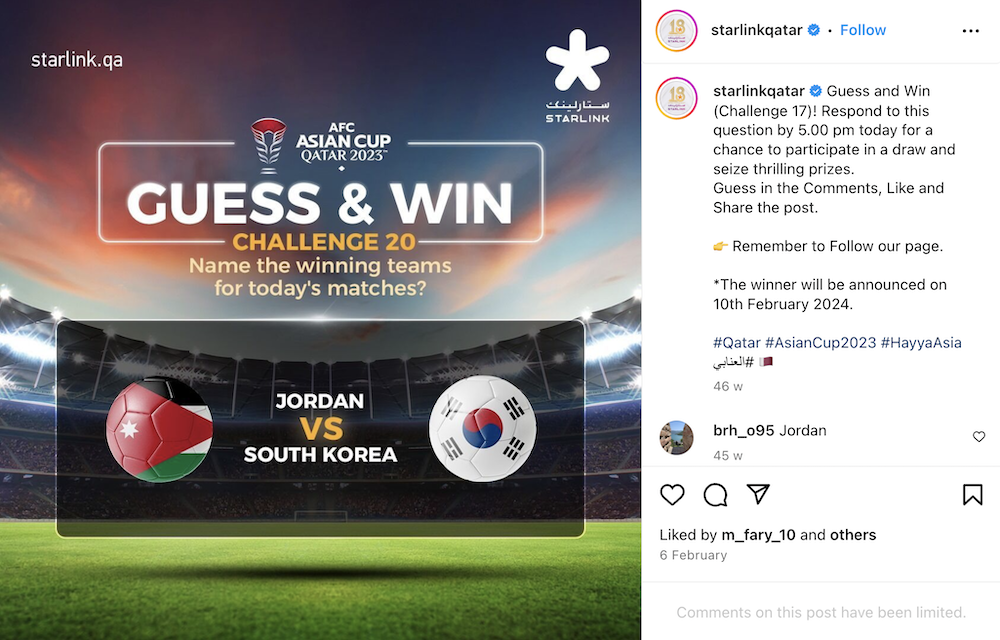 Starlink Qatar Guess the Score Contest