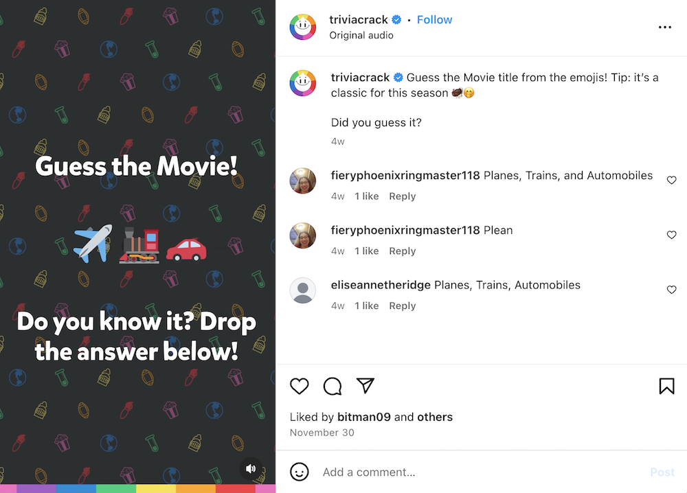Triviacrack Instagram Trivia post